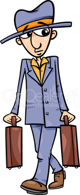 man with suitcases cartoon illustration