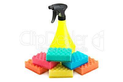 collection of sponges and atomizer