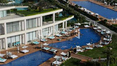 The swimming pool near beach at the luxury hotel, Antalya, Turkey