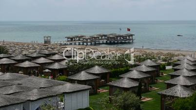 The pier near beach and villas at the luxury hotel, Antalya, Turkey