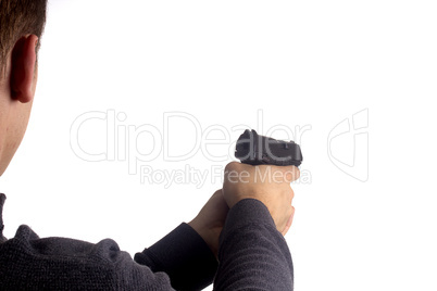 pistol in hand