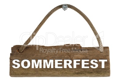 Isoliertes Holzbrett mit Seil zum Aufhängen: Sommerfest