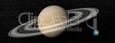 Saturn and earth - 3D render