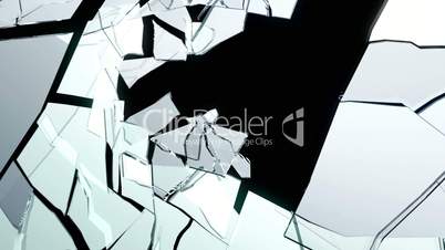 Splitted and Shattered glass with slow motion. Alpha