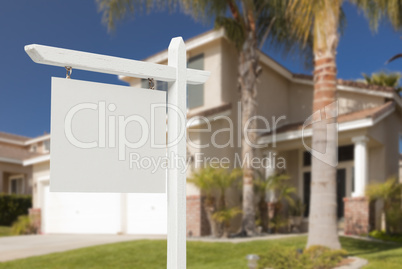 Blank Real Estate Sign in Front of New House