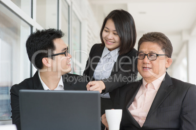 businesspeople discussion at cafe