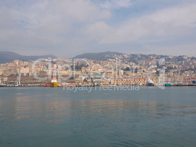 View of Genoa Italy from the sea