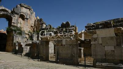 The panning of ancient amphitheater in Myra, Turkey