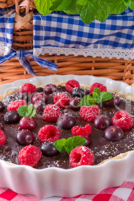 chocolate tartelette with forest fruits