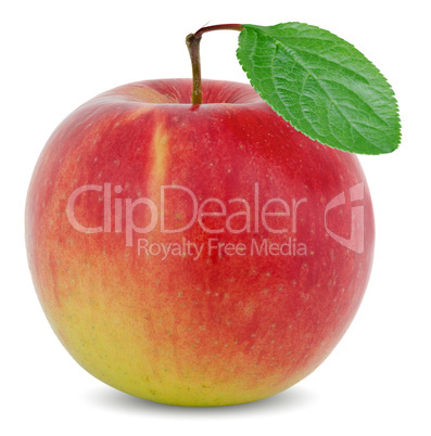 apple with green leaf