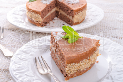 chocolate cakes with nut filling