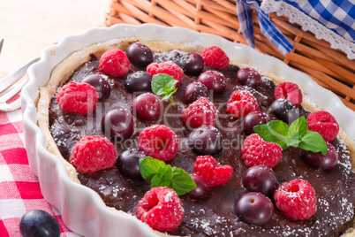 chocolate tartelette with forest fruits