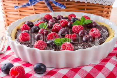 chocolate tartelette with forest fruits