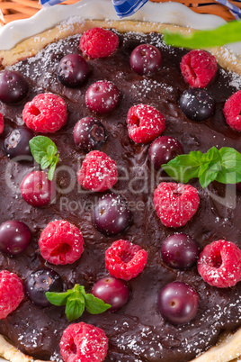 chocolate tartelette with forest fruits