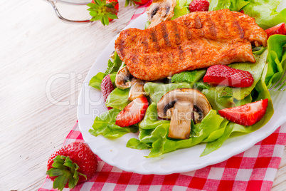 steak with green salad