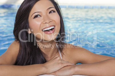 Chinese Asian Woman Girl in Spa Swimming Pool