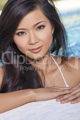 Asian Chinese Woman Girl in Swimming Pool