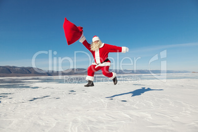 Jumping Santa Claus  outdoors