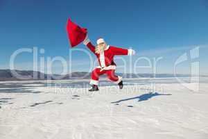 Jumping Santa Claus  outdoors