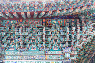 Colorful art on a korean temple