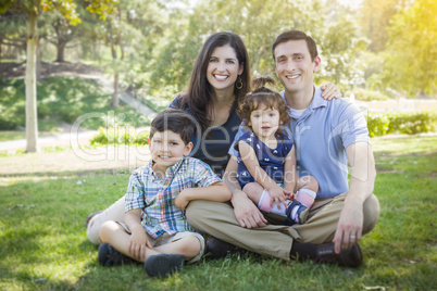 Attractive Young Mixed Race Family Park Portrait