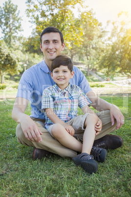 Handsome Mixed Race Father and Son Park Portrait