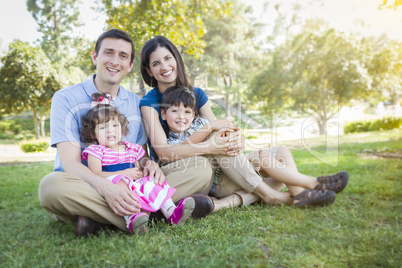 Attractive Young Mixed Race Family Park Portrait