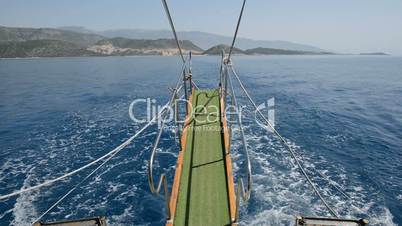 The view form swimming motor yacht in Kekova, Turkey