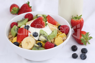 früchte müsli mit joghurt zum frühstück