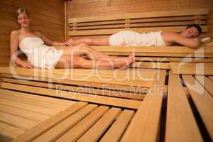 women relaxing in sauna