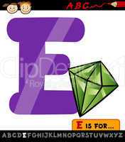 letter e with emerald cartoon illustration