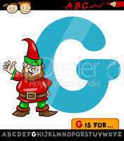 letter g with gnome cartoon illustration