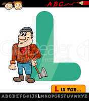 letter l with lumberjack cartoon illustration