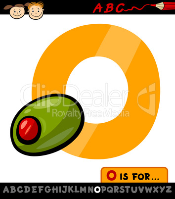 letter o with olive cartoon illustration