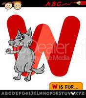 letter w with wolf cartoon illustration