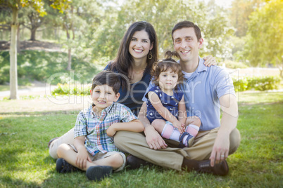 Attractive Young Mixed Race Family Outdoor Park Portrait