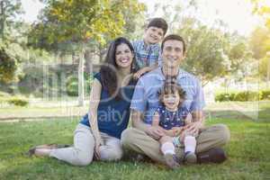 Attractive Young Mixed Race Family Outdoor Park Portrait