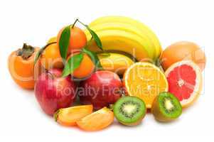 fruit collection on white background