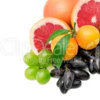 set of fruits and berries isolated on a white background