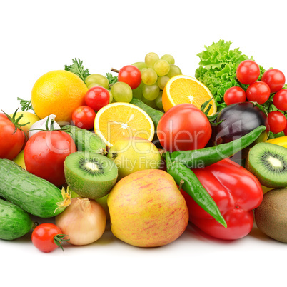 fruits and vegetables  isolated on a white background