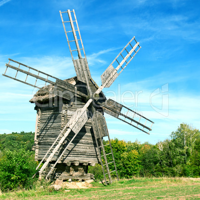 Old wooden windmill
