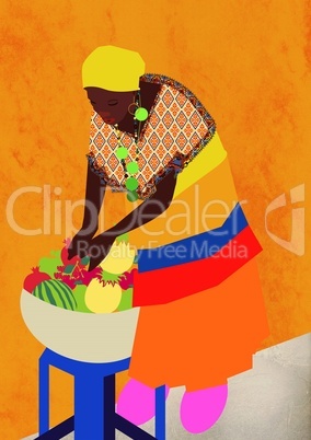 woman and a bowl of fruit