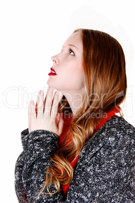 praying young woman.