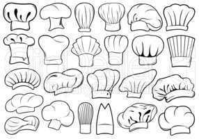 Set of different chef hats