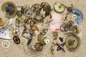 clockwork mechanism on the sand