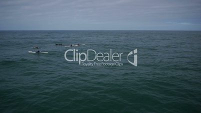 Aerial shot of Kayakers on the Ocean