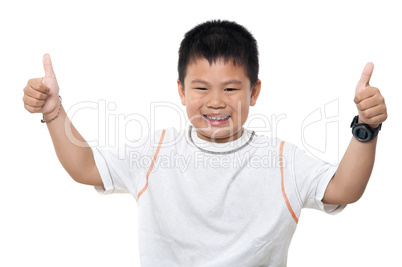 asian boy thumbs up