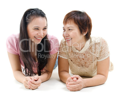 mother and daughter chatting