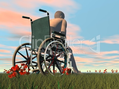 Disabled man looking forward - 3D render