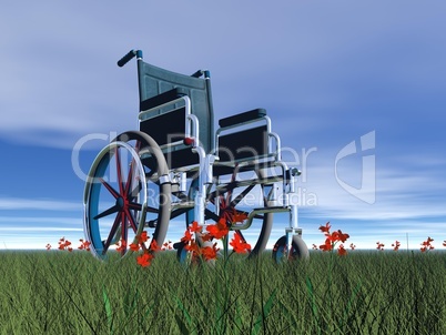 Wheelchair in nature - 3D render